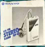 Vintage SANYO Portable AM/FM Radio RP-45 Walkman With Belt Clip Rare NIB