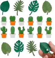 RETON 20pcs Plant Fridge Magnets Decorative Refrigerator Magnets, Cute Cactus Magnets Mini Tropical Leaves Fridge Whiteboard Magnets, Plants Magnet Stickers for Fridge Home Office Decor (2 Styles)