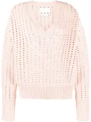 [SA SU PHI] open-knit V-neck jumper 40 Pink