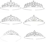 [WizeFolk] Girls Princess Crystal Tiara Crown, 6 Pcs Rhinestone Decor Hairband Silver Crystal Tiara for Birthday Party, Wedding, Prom, Pageant, Halloween
