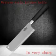 7" Nakiri Knife Chef German Slicing Chopping Cleaver Black Japanese Santoku Hole