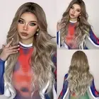 Wavy Curly Ombre Brown Light Blonde Wigs Women Synthetic Daliy Party Cosplay US