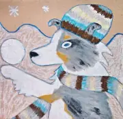 Sheltie Silver-White Winter Art Print 5x7 Shetland Sheepdog Collectible by KSAMS