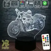 HARLEY MOTOR CYCLE BIKE 3D LED Night Light 7 Colour Changing Mancave Bar Lamp
