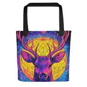 Astral Stag Geometric Moon Art Tote bag