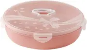 ABOOFAN Divided Snack Serving Tray with Lid Round Dried Fruit Candy Storage Box Pink Compartment Appetizer Platter for Organizing Nuts Chocolates Snacks