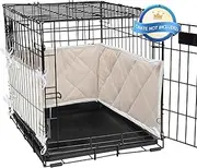 Dog Crate Bumpers for Inside Crate-with Ties，Apricot Dog Crate Training Pads, Create a Safe and Comfortable Crate, Dog Tail Protector (Bumper Only, Crate Not Included) 24"X18"X10"