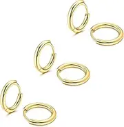 [Kakonia] F136 Titanium Hoop Earrings 14K Gold Plated Small Hoop Earrings Mini Huggie Earrings for Women Hypoallergenic Titanium Earrings