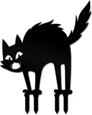Black cat Halloween decor yard stake - Angry Kitty - Cat Yard Signs
