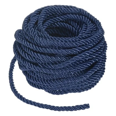 16 Yards Soft Twisted Rope Trim, 5mm Navy Blue Polyester Cord for DIY Craft