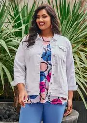 [Virtuelle] Taking Shape Coloured Best Fit Denim Jacket Size 16 in White - Plus Size Women's Clothing White