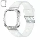 Watch Band Shiny Silicone Strap Case Cover Bling Diamond For Fitbit Versa 3