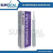 10 Disposable Scalpel #15, Sterile, Plastic Handle High Quality