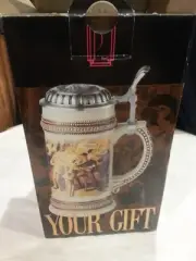 NEW Paul Sebastian German .5 Liter Beer Stein 1999 W/ Engraved Pewter Lid + Box