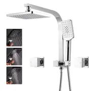 ACA WELS Square 8'' Rain Shower Head Handheld spray Diverter Arm Cubic Taps Set Chrome