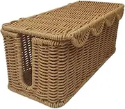 Cable Management Box Decorative Protector Case Tidy Cord Cord Box Rackage Haingaded Rattan for Tablet Office, 13.5cm Height