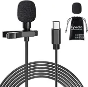 Fyvadio USB C Microphone, 2 Metre Type C Utility Lavalier Microphone, Condenser Microphone with Ball Characteristics for Phone, Laptop and Type-C Devices, YouTube Interview Vlogging ASMR Dictation