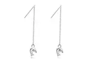 Solid 925 Sterling Silver Dolphin Threader Earrings