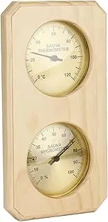MERRYHAPY Sauna Humidity Temperature Gauge Wall Hanging Thermohygrometer Wood Abs Material Perfect for Sauna Rooms