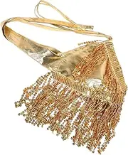 GLSTOY Sequin Tassel Crop Top Fringe Halter Bra Top Glitter Dance Costume for Halloween
