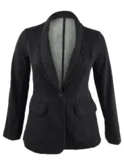 Nanette Lepore Women's Go Getter Ruffled Denim Blazer (L, Black)