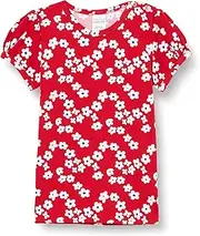 [Fred's World by Green Cotton] Baby Girls' Gladly Puff S/S T-Shirt, Salsa/White/Surf