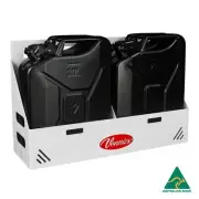 VONNIES 20L DUAL / DOUBLE JERRY CAN FUEL HOLDER MOUNT POWDER COATED PEARL WHITE