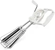 AIMALL 10in Manual Hand Mixer with Stainless Steel Beaters – Rotary Whisk for Eggs, Batter, Cream, Noodles – PP Handle, Semi-Automatic, Kitchen Baking Tool