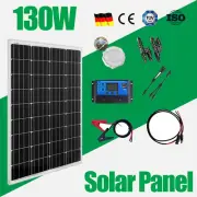 12V 130W Solar Panel Complete Kit Mono Caravan Camping Charging 30A Controller
