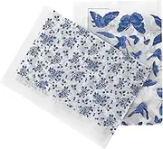 DOITOOL 2 Sheets Blue White Heat Transfer Paper Transfer Paper for Ceramics Chic Pottery Decal DIY Coloring Water Slide Decal