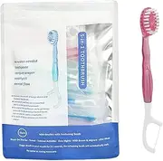 5 in 1 Disposable Toothbrush, Mini Toothbrush & Floss & Tongue Scraper & Toothpick Set, Travel Disposable Toothbrushes Individually Wrapped, Cleanings on the Go Toothbrushes (peach,26pcs)