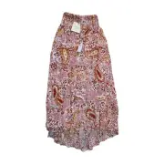 Cynthia Rowley Maxi Skirt Sz L Floral Shell Button Slit Front Tassel Flowy