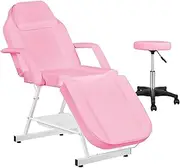 Versatile Multi-Functional Beauty Bed: MAX 185CM Portable 3 Folding Massage Table with Chair for Salon and Home Therapy Sessions (Pink)