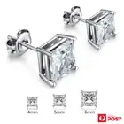 1Pair Square Cubic Zirconia Stone Earrings Gem Ear Stud Piercing Body Jewellery