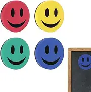 SHIDOW Smiley Dry Erase Eraser, Cute Smiley Face Magnet Dry Erasers, Circular Whiteboard Eraser, Chalkboard Erasers with Felt for Classroom Office Home (4Pcs)