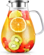 Glass Pitcher, 80Oz Water Pitcher with Lid, Large Glass Pitcher with Lid and Sp