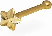 [JewelryWeb] 14ct Yellow Gold Sparkle Cut Star Body Piercing Jewelry Nose Stud