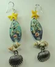Starfish Lampwork Earrings & Shells Howlite Starfish Handmade Statement Jewelry