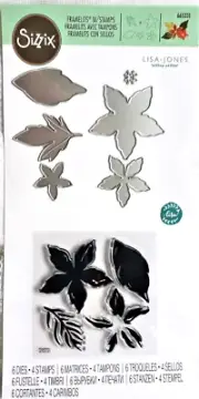 Seasonal Flowers Christmas Poinsettia Sizzix Clear Stamp & Framelits Die Set NEW