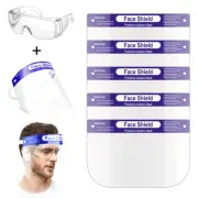 Full Face Shield Safety Reusable Washable Protective Cover Face Mask w/Glasses