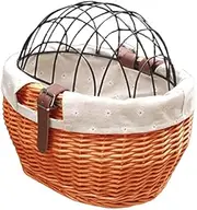 Bicycle Basket Pet Carrier Bicycle Basket with Wire Mesh Cover, Wicker Bicycle Basket for Small Dogs and Cats (Honey Colour), HEITIGNNS084YHBT2-29
