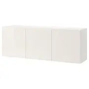 BESTÅ wall-mounted cabinet combination, white/Selsviken high-gloss/white, 180x42x64 cm