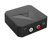 NFC Wireless Transmitter Receiver 2 in 1 Bluetooth 5.0 Adapter 3.5mm AUX Stereo Music Headphone Adapter with Mic - Black