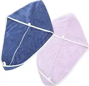 OATIPHO Rapid Drying Hair Towels Set of 2 Hair Turban Wraps Absorbent Soft Material Head Towels