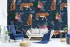 3D Tiger Floral Wallpaper Wall Mural Removable Self-adhesive 651
