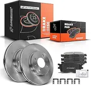 A-Premium 10.08 inch (256mm) Front Vented Disc Brake Rotors + Ceramic Pads Kit Compatible with Select Hyundai and Kia Models - Accent 2006-2011, Rio/Rio5 2006-2011, 1.6L, 6-PC Set