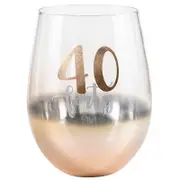 Rose Gold 40 Ombre Stemless Wine Glass 600ml Drinking Cup