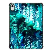 iPad 10.9-inch (10th gen) iPad Impact Case THE PERFECT STORM in TURQUOISE AND BLACK - Bold Rain Clouds Whimsical Mint Green Abstract Aqua Blue Nature Sky Rainy Day Painting