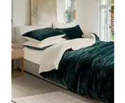 GIOIA CASA 2 in 1 Teddy Sherpa Quilt Cover Set and Blanket - EMERALD GREEN