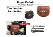 Fit For Royal Enfield "Classic & Bullet Tan Color Premium Leather Saddle Bag" (for: Royal Enfield)